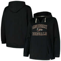 Cincinnati Bengals '47 Women's Plus Size Clarity Kennedy Pullover Hoodie Black | 47 brand