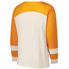 Miami Dolphins '47 Women's Plus Size Double Header Curve Toni Long Sleeve T-Shirt Cream/Orange | 47 brand