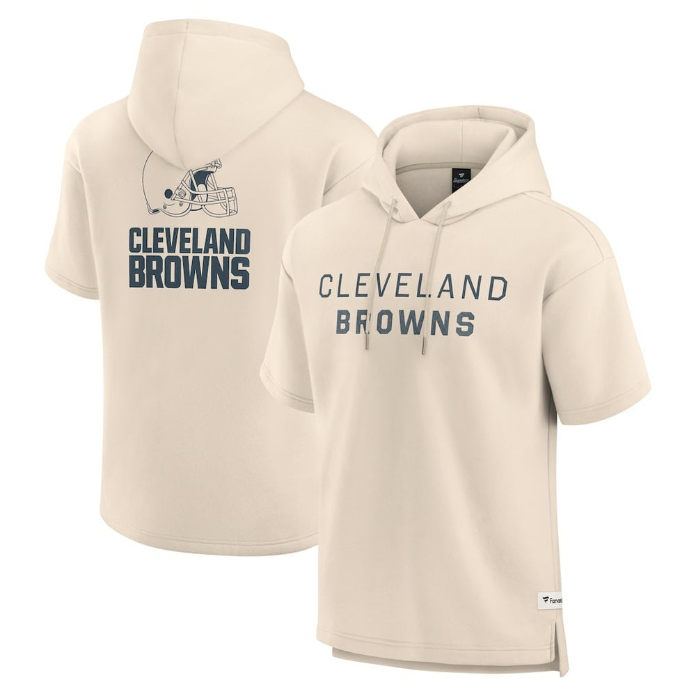 Cleveland Browns Elements Future Ground Lettering Short Sleeve Pullover Hoodie Cream | Fanatics