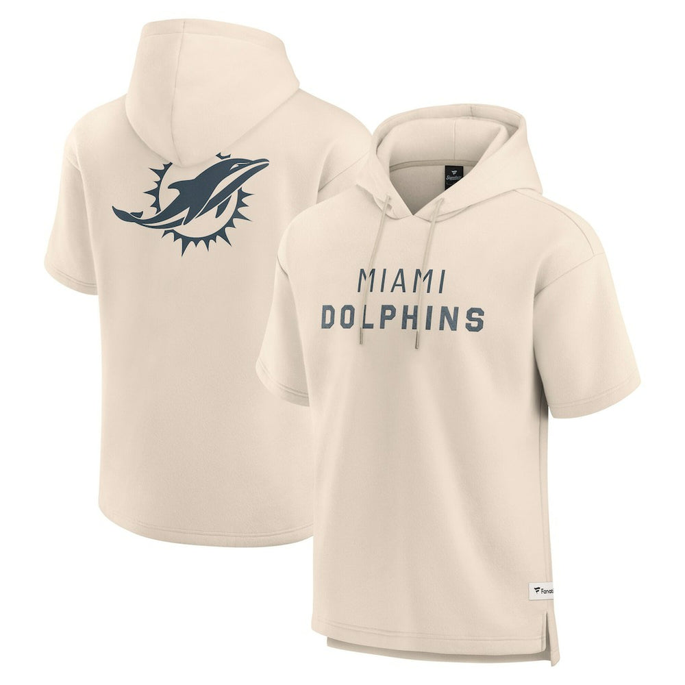 Miami Dolphins Elements Future Ground Lettering Short Sleeve Pullover Hoodie Cream | Fanatics