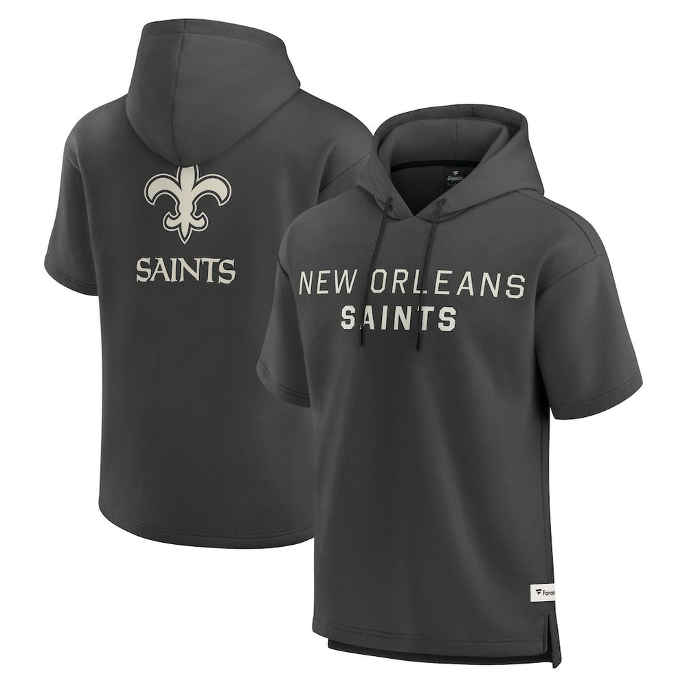 New Orleans Saints Elements Future Ground Lettering Short Sleeve Pullover Hoodie Charcoal | Fanatics