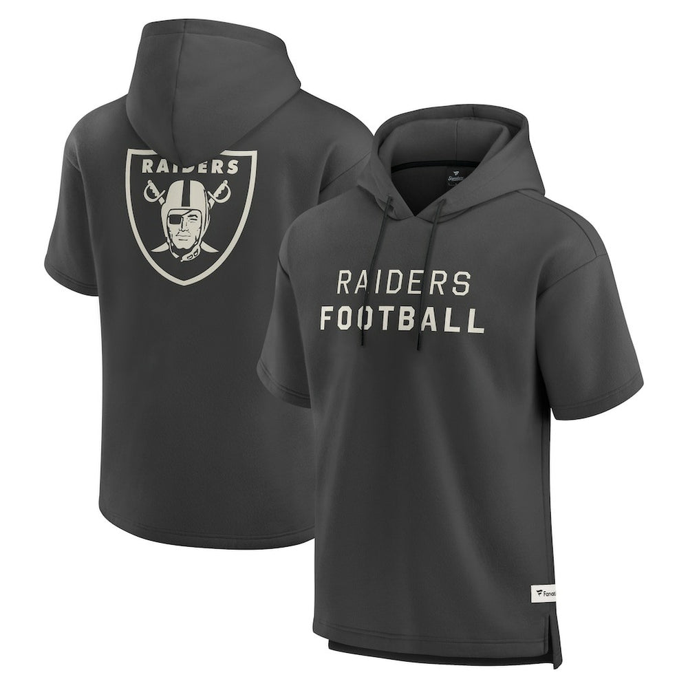 Las Vegas Raiders Elements Future Ground Lettering Short Sleeve Pullover Hoodie Charcoal | Fanatics