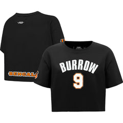 Joe Burrow Cincinnati Bengals Pro Standard Women's Player Name & Number Cropped Boxy T-Shirt Black | NFL