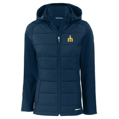 Seattle Mariners Cutter & Buck Women's Evoke Hybrid Eco Softshell Recycled Full-Zip Hoodie Jacket - MLB