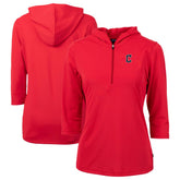 Cleveland Guardians Cutter & Buck Women's DryTec Virtue Eco Pique Recycled 3/4-Sleeve Half-Zip Pullover Hoodie - MLB