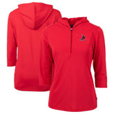 St. Louis Cardinals Cutter & Buck Women's Cooperstown Collection DryTec Virtue Eco Pique Recycled 3/4-Sleeve Half-Zip Pullover Hoodie - MLB