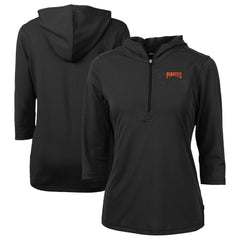 Pittsburgh Pirates Cutter & Buck Women's DryTec Virtue Eco Pique Recycled 3/4-Sleeve Half-Zip Pullover Hoodie - MLB