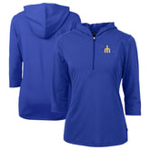 Seattle Mariners Cutter & Buck Women's DryTec Virtue Eco Pique Recycled 3/4-Sleeve Half-Zip Pullover Hoodie - MLB