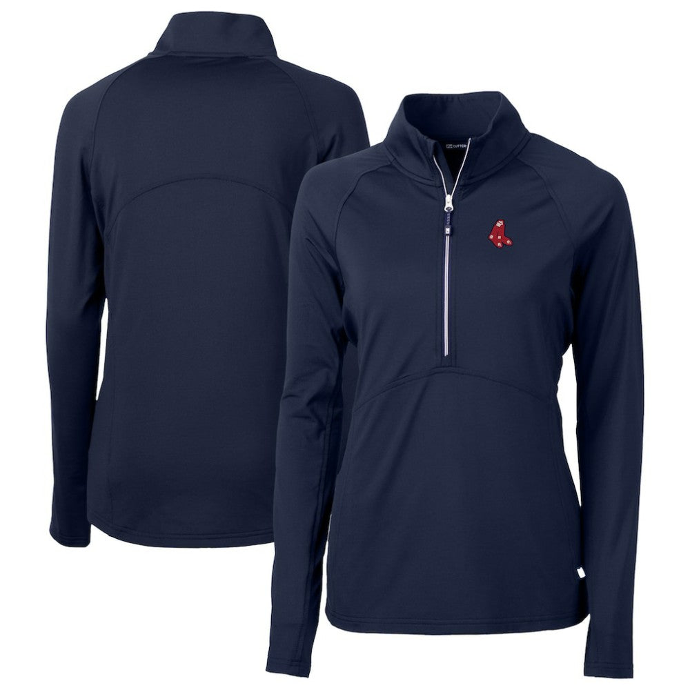 Boston Red Sox Cutter & Buck Women's DryTec Adapt Eco Knit Stretch Recycled Raglan Half-Zip Top - MLB