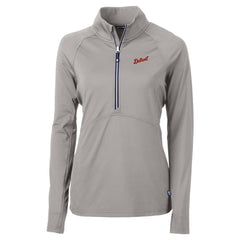 Detroit Tigers Cutter & Buck Women's DryTec Adapt Eco Knit Stretch Recycled Raglan Half-Zip Top - MLB