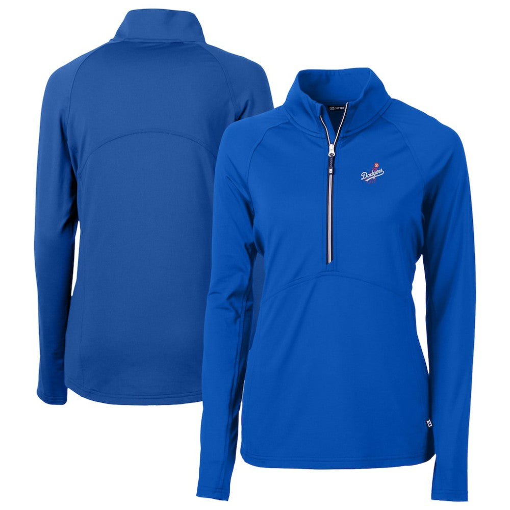 Los Angeles Dodgers Cutter & Buck Women's DryTec Adapt Eco Knit Stretch Recycled Raglan Half-Zip Top - MLB