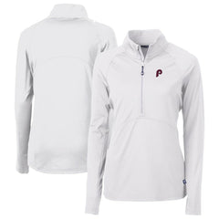Philadelphia Phillies Cutter & Buck Women's Cooperstown Collection DryTec Adapt Eco Knit Stretch Recycled Raglan Half-Zip Top - MLB
