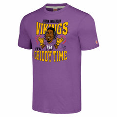 Justin Jefferson Minnesota Vikings Homage Unisex Caricature Player Tri-Blend T-Shirt Heathered Purple | NFL