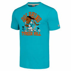 Tyreek Hill Miami Dolphins Homage Unisex Caricature Player Tri-Blend T-Shirt Heathered Aqua | NFL