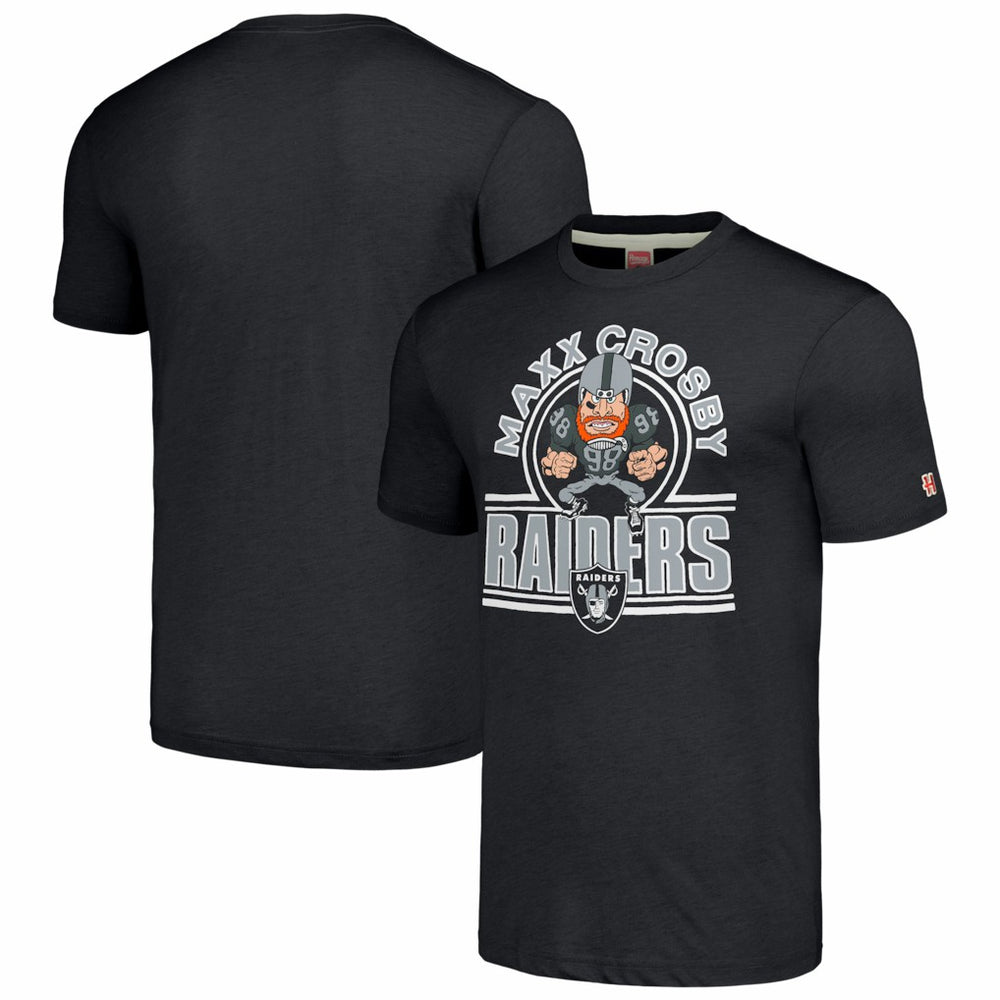 Maxx Crosby Las Vegas Raiders Homage Unisex Caricature Player Tri-Blend T-Shirt Charcoal | NFL