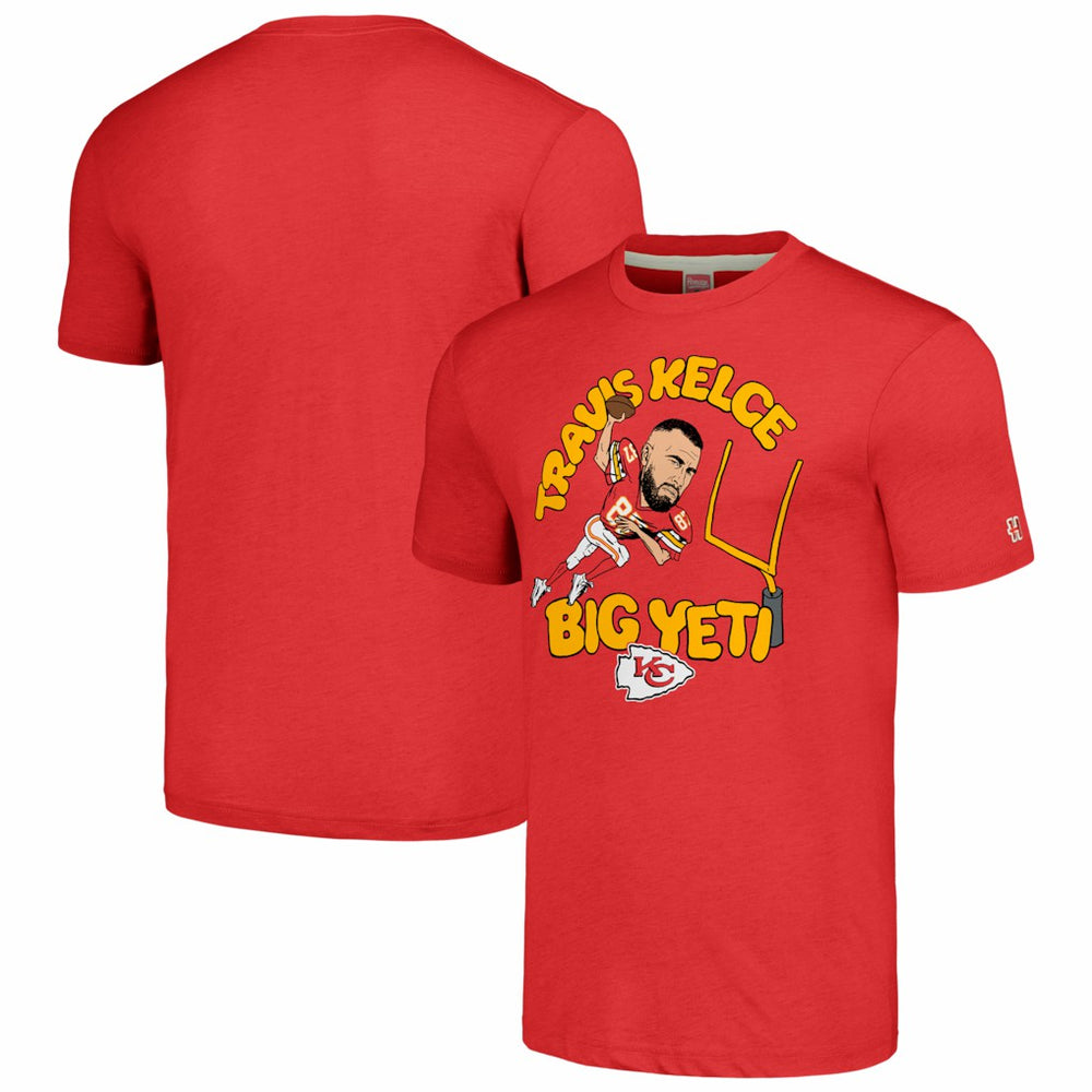 Travis Kelce Kansas City Chiefs Homage Unisex Caricature Player Tri-Blend T-Shirt Red | NFL