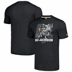 Bo Jackson Las Vegas Raiders Homage Unisex Caricature Retired Player Tri-Blend T-Shirt Charcoal | NFL