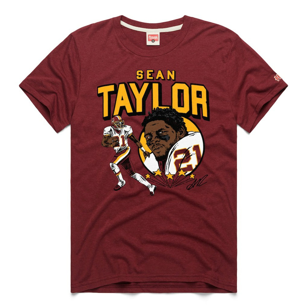 Sean Taylor Washington Commanders Homage Caricature Retired Player Tri-Blend T-Shirt Burgundy | NFL