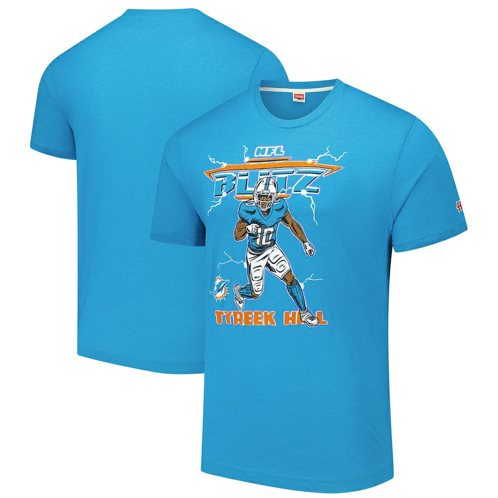 Tyreek Hill Miami Dolphins Homage Unisex NFL Blitz Player Tri-Blend T-Shirt Heathered Aqua | NFL