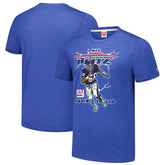Lawrence Taylor New York Giants Homage Unisex NFL Blitz Retired Player Tri-Blend T-Shirt Heathered Royal | NFL