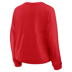 Washington Capitals Fanatics Women's Oversized All Out Effort Long Sleeve Henley T-Shirt - Red - NHL