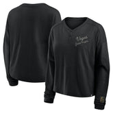 Vegas Golden Knights Fanatics Women's Oversized All Out Effort Long Sleeve Henley T-Shirt - Black - NHL