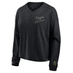 Vegas Golden Knights Fanatics Women's Oversized All Out Effort Long Sleeve Henley T-Shirt - Black - NHL