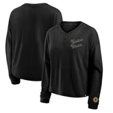 Boston Bruins Fanatics Women's Oversized All Out Effort Long Sleeve Henley T-Shirt - Black - NHL