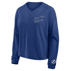 Tampa Bay Lightning Fanatics Women's Oversized All Out Effort Long Sleeve Henley T-Shirt - Blue - NHL