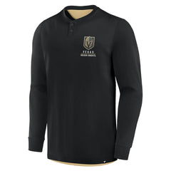 Vegas Golden Knights Fanatics Adrenaline Push Long Sleeve Henley Shirt - Black - NHL
