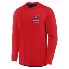 Washington Capitals Fanatics Adrenaline Push Long Sleeve Henley Shirt - Red - NHL