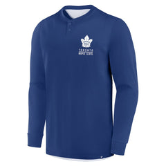 Toronto Maple Leafs Fanatics Adrenaline Push Long Sleeve Henley Shirt - Blue - NHL