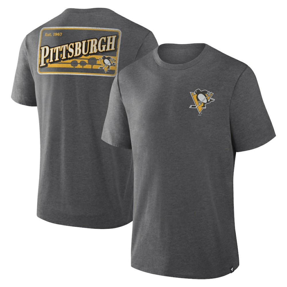 Pittsburgh Penguins Fanatics Fan Lanes Tri-Blend T-Shirt - Heather Charcoal - NHL