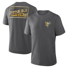 Pittsburgh Penguins Fanatics Fan Lanes Tri-Blend T-Shirt - Heather Charcoal - NHL