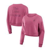 Los Angeles Lakers Women's Studio Tri-Blend Cropped Pullover Sweatshirt Pink - NBA