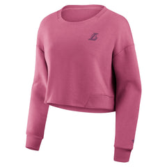Los Angeles Lakers Women's Studio Tri-Blend Cropped Pullover Sweatshirt Pink - NBA