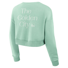 Golden State Warriors Women's Studio Tri-Blend Cropped Pullover Sweatshirt Mint - NBA