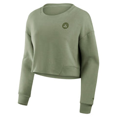 Boston Celtics Women's Studio Tri-Blend Cropped Pullover Sweatshirt Olive - NBA