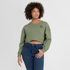 Boston Celtics Women's Studio Tri-Blend Cropped Pullover Sweatshirt Olive - NBA