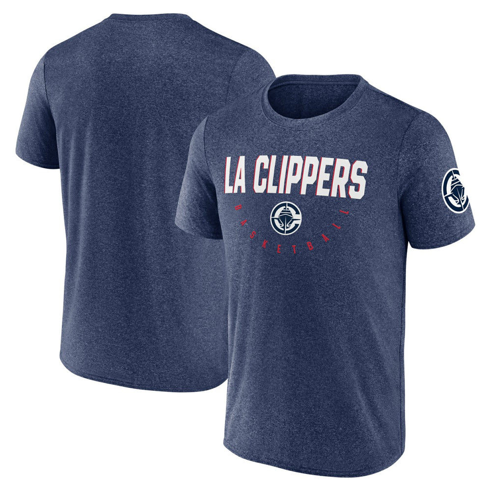 LA Clippers Logo Athletic Block Practice Performance T-Shirt Heather Navy - NBA