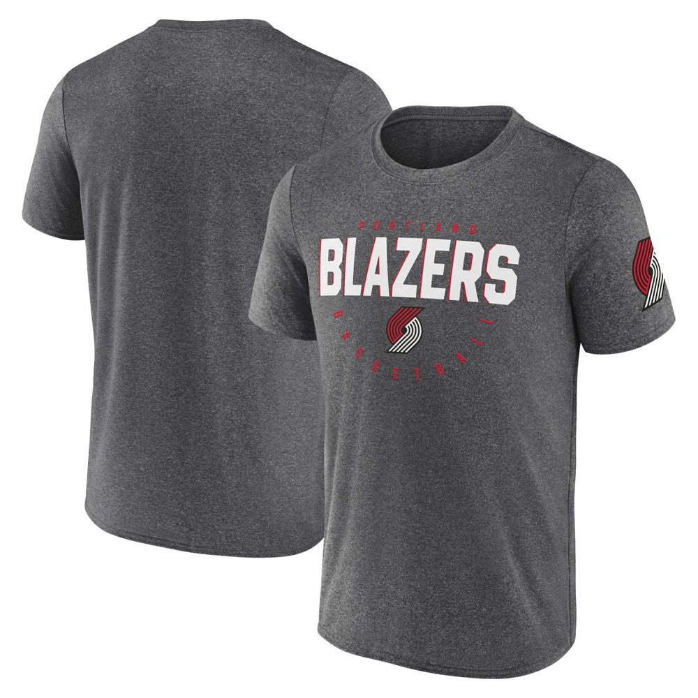 Portland Trail Blazers Logo Athletic Block Practice Performance T-Shirt Heather Charcoal - NBA