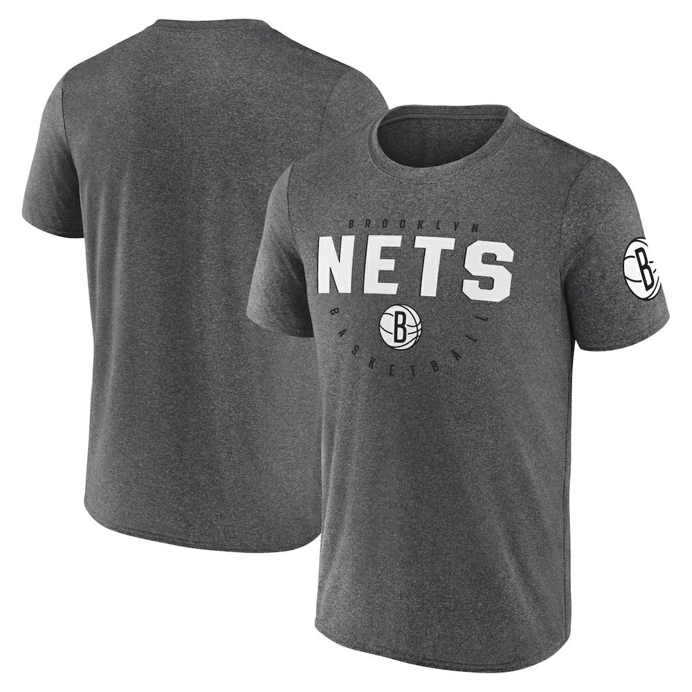 Brooklyn Nets Logo Athletic Block Practice Performance T-Shirt Heather Charcoal - NBA