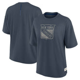 New York Rangers Fanatics Women's Oversized Elements Raw Edge Future Ground T-Shirt - Blue - NHL
