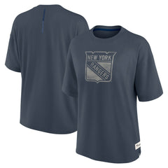 New York Rangers Fanatics Women's Oversized Elements Raw Edge Future Ground T-Shirt - Blue - NHL