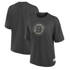 Boston Bruins Fanatics Women's Oversized Elements Raw Edge Future Ground T-Shirt - Charcoal - NHL