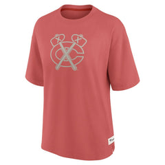Chicago Blackhawks Fanatics Women's Oversized Elements Raw Edge Future Ground T-Shirt - Red - NHL