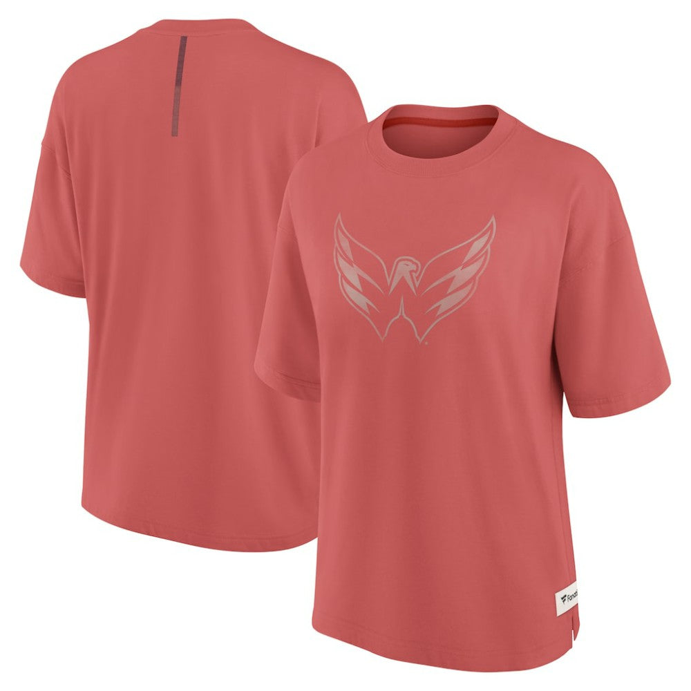 Washington Capitals Fanatics Women's Oversized Elements Raw Edge Future Ground T-Shirt - Red - NHL