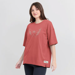 Washington Capitals Fanatics Women's Oversized Elements Raw Edge Future Ground T-Shirt - Red - NHL