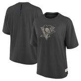 Pittsburgh Penguins Fanatics Women's Oversized Elements Raw Edge Future Ground T-Shirt - Charcoal - NHL