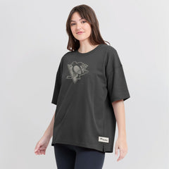 Pittsburgh Penguins Fanatics Women's Oversized Elements Raw Edge Future Ground T-Shirt - Charcoal - NHL